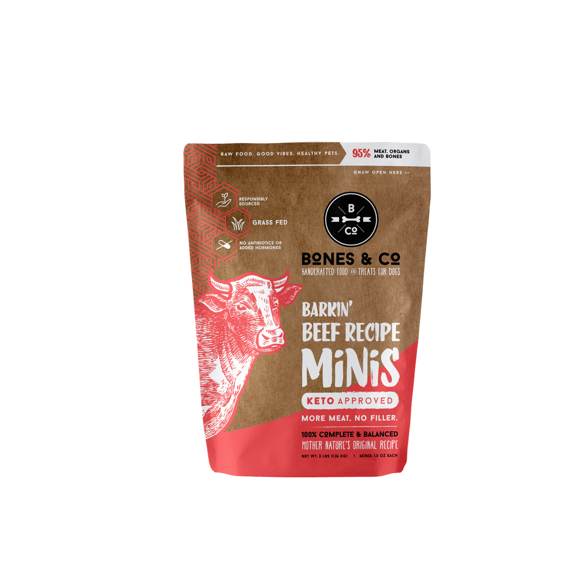 BONES & CO Frozen Raw Beef Minis - Dog Food