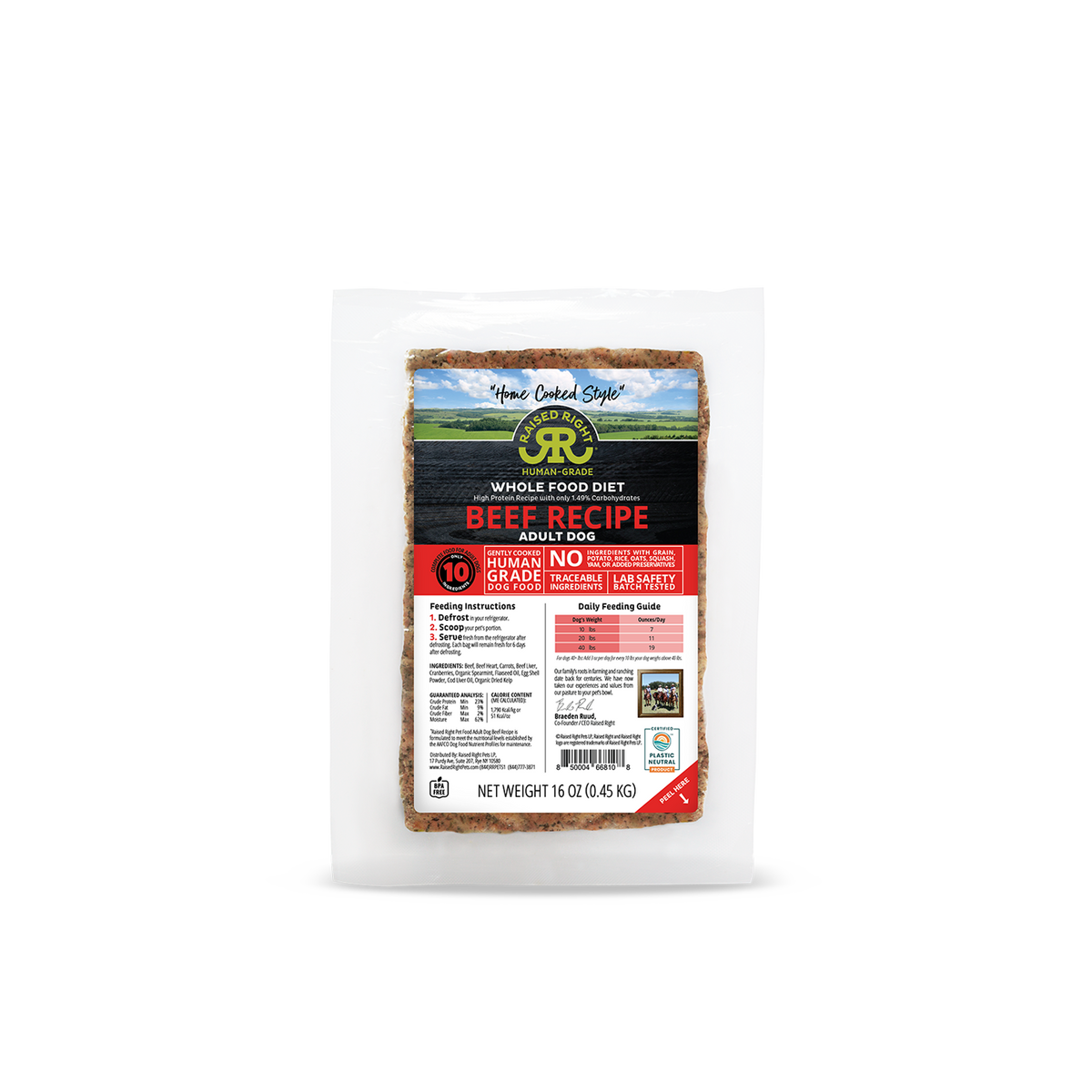 RAISED RIGHT Frozen Original Beef - Dog Food