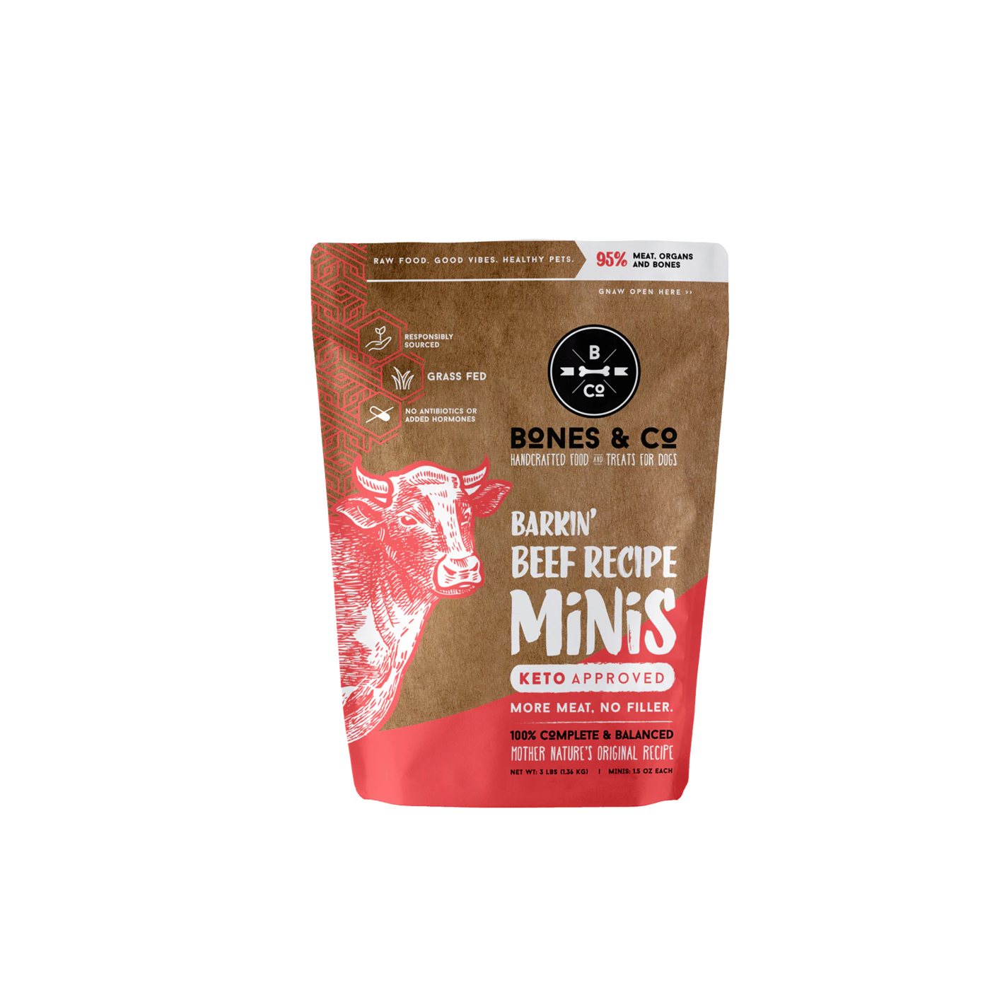 BONES & CO Frozen Raw Beef  Minis - Dog Food