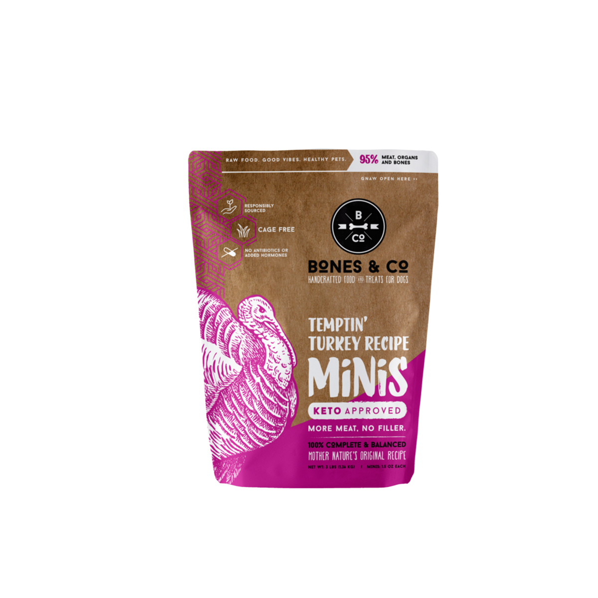 BONES & CO Frozen Turkey Minis - Dog Food