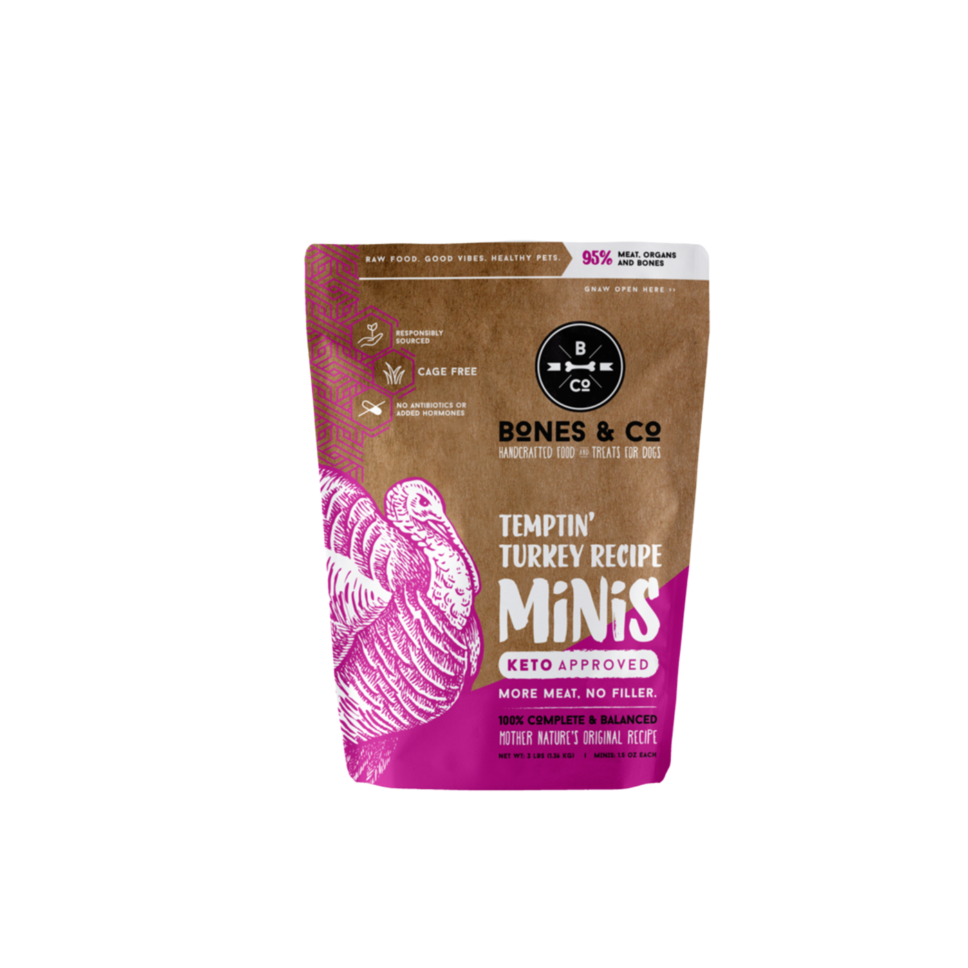 BONES & CO Frozen Turkey Minis - Dog Food
