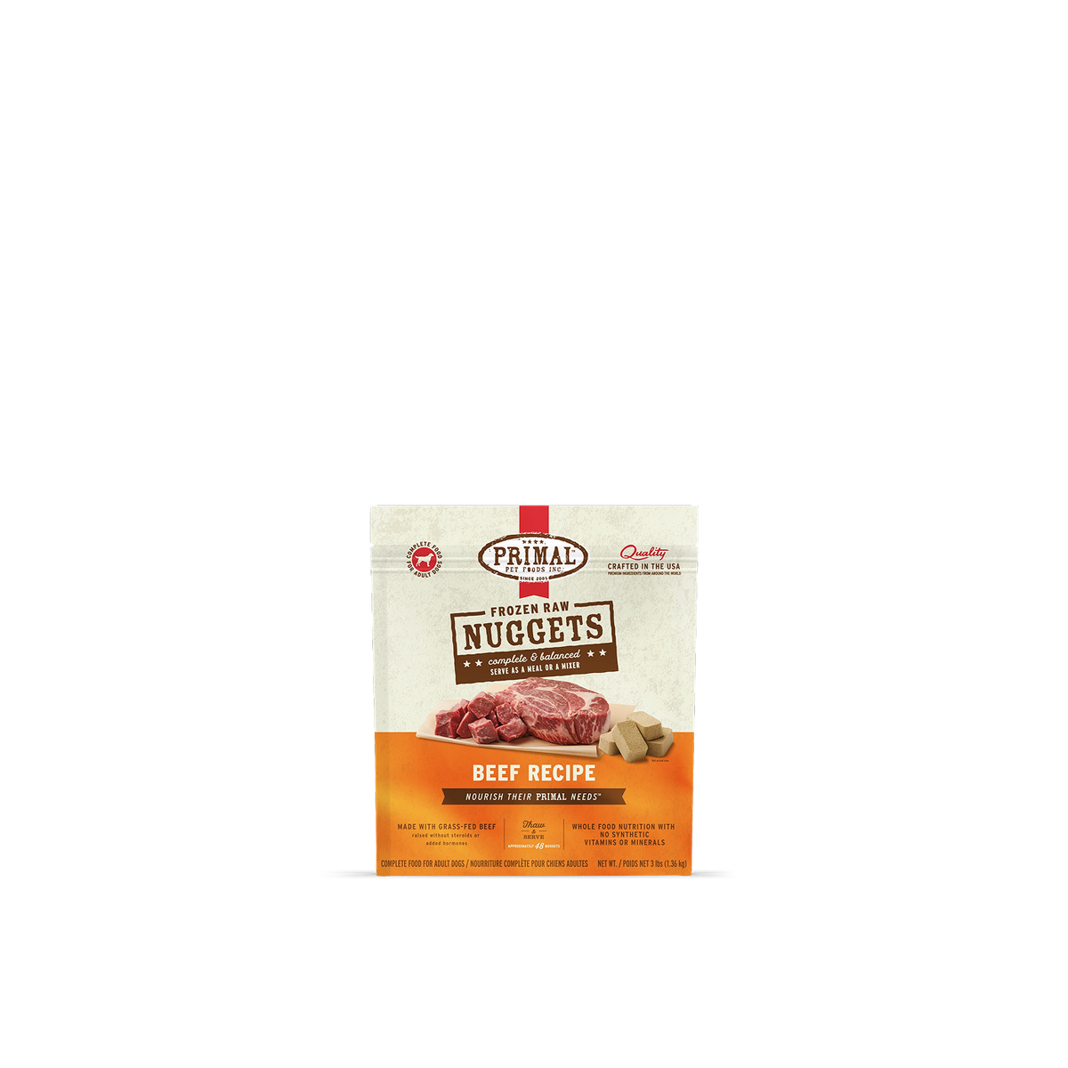 PRIMAL Beef Frozen Raw Nuggets - Dog Food