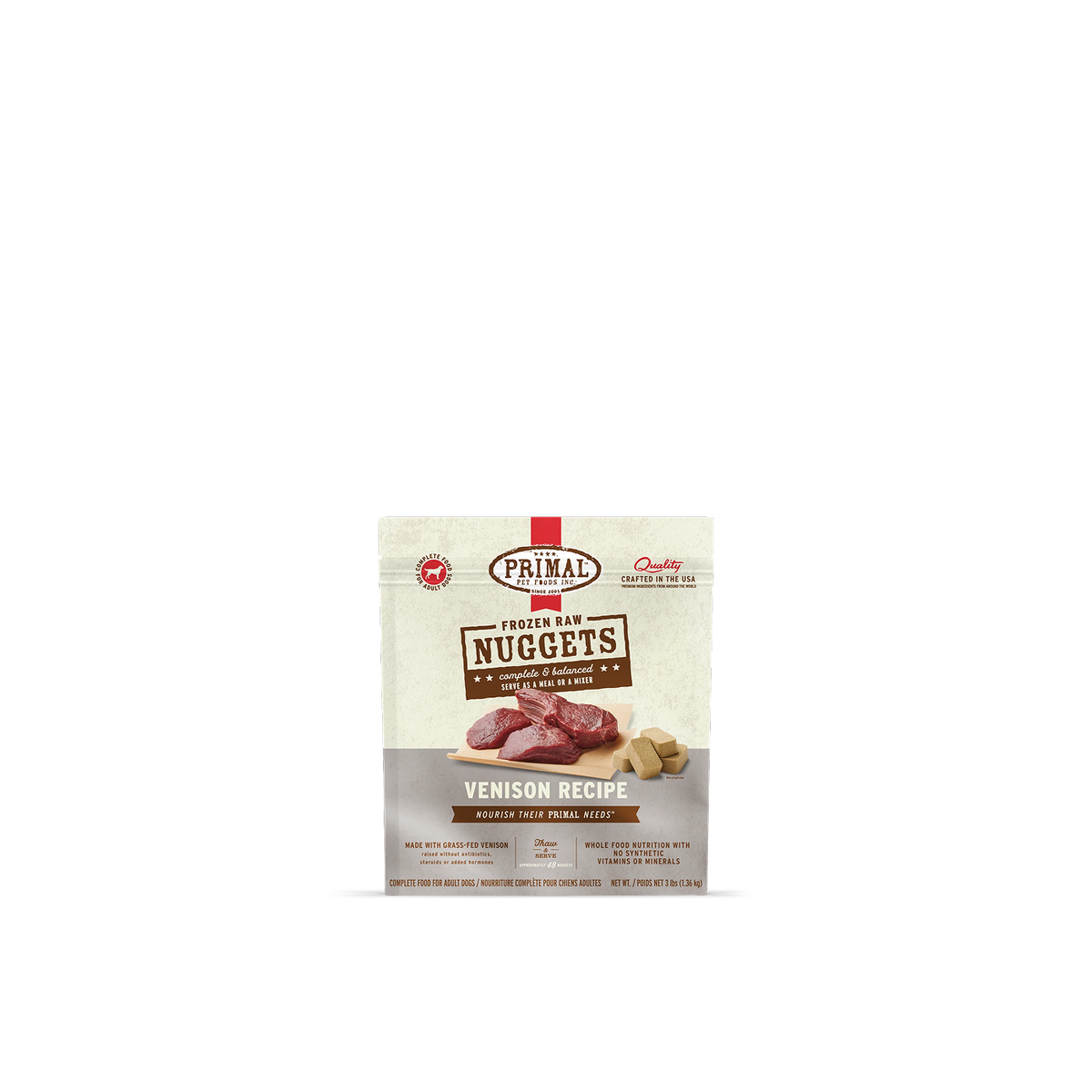 PRIMAL Venison Frozen Raw Nuggets - Dog Food