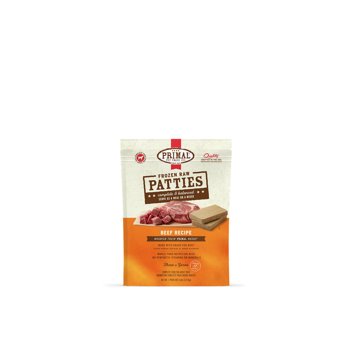 PRIMAL Beef Frozen Raw Patties - Dog Food