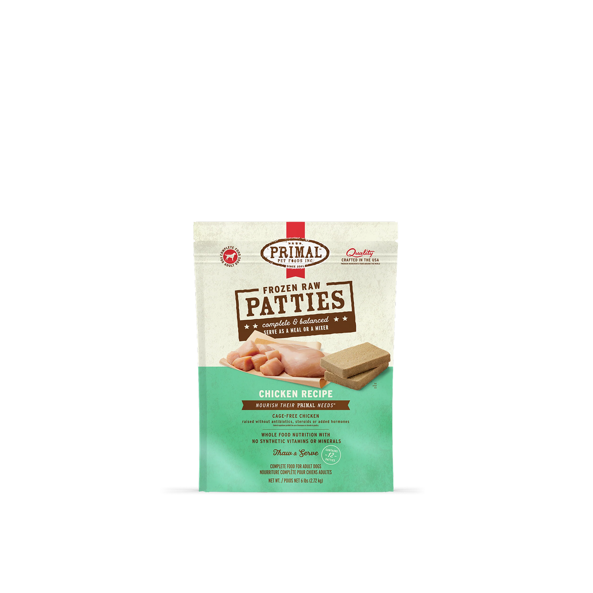 PRIMAL Chicken Frozen Raw Patties - Dog Food