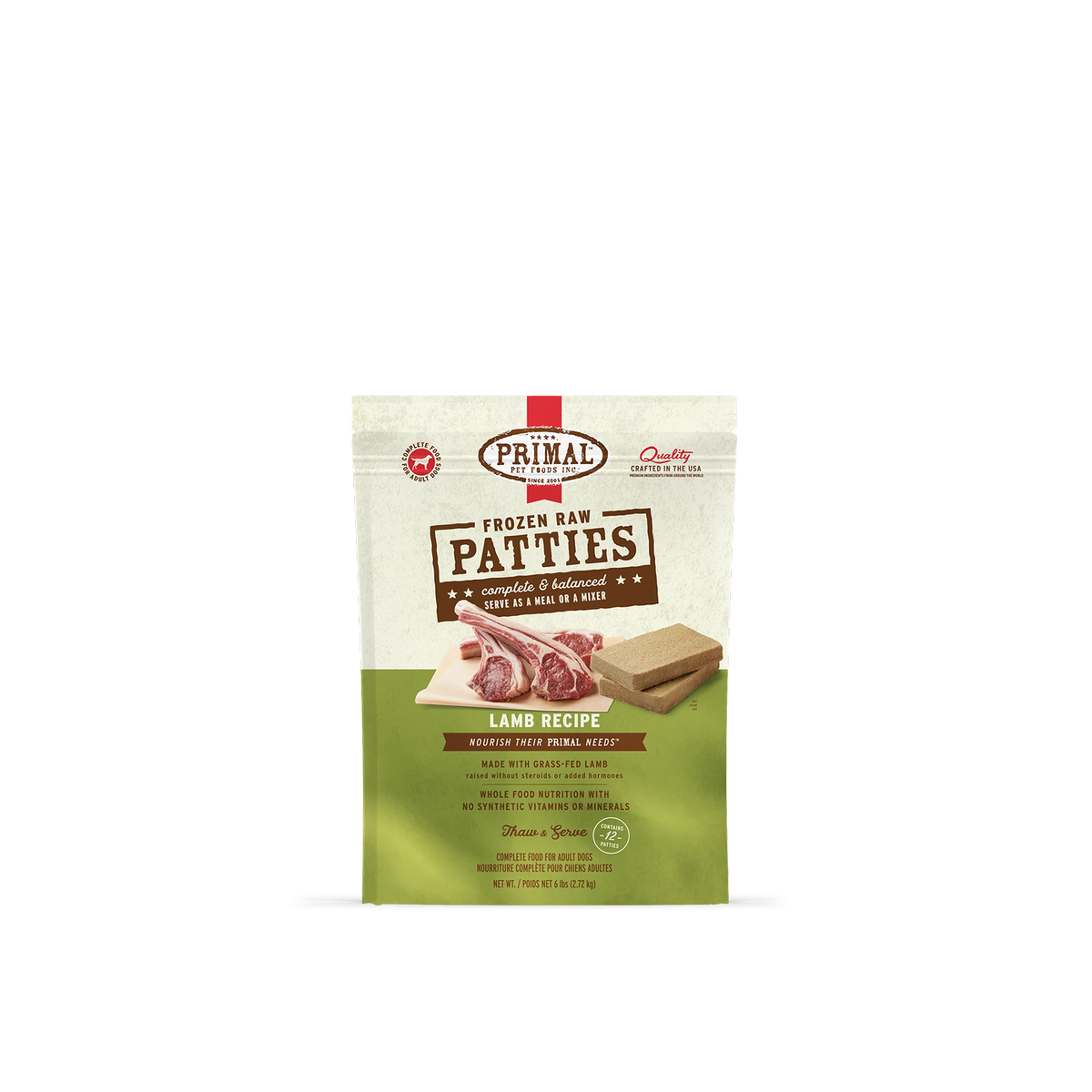 PRIMAL Lamb Frozen Raw Patties - Dog Food