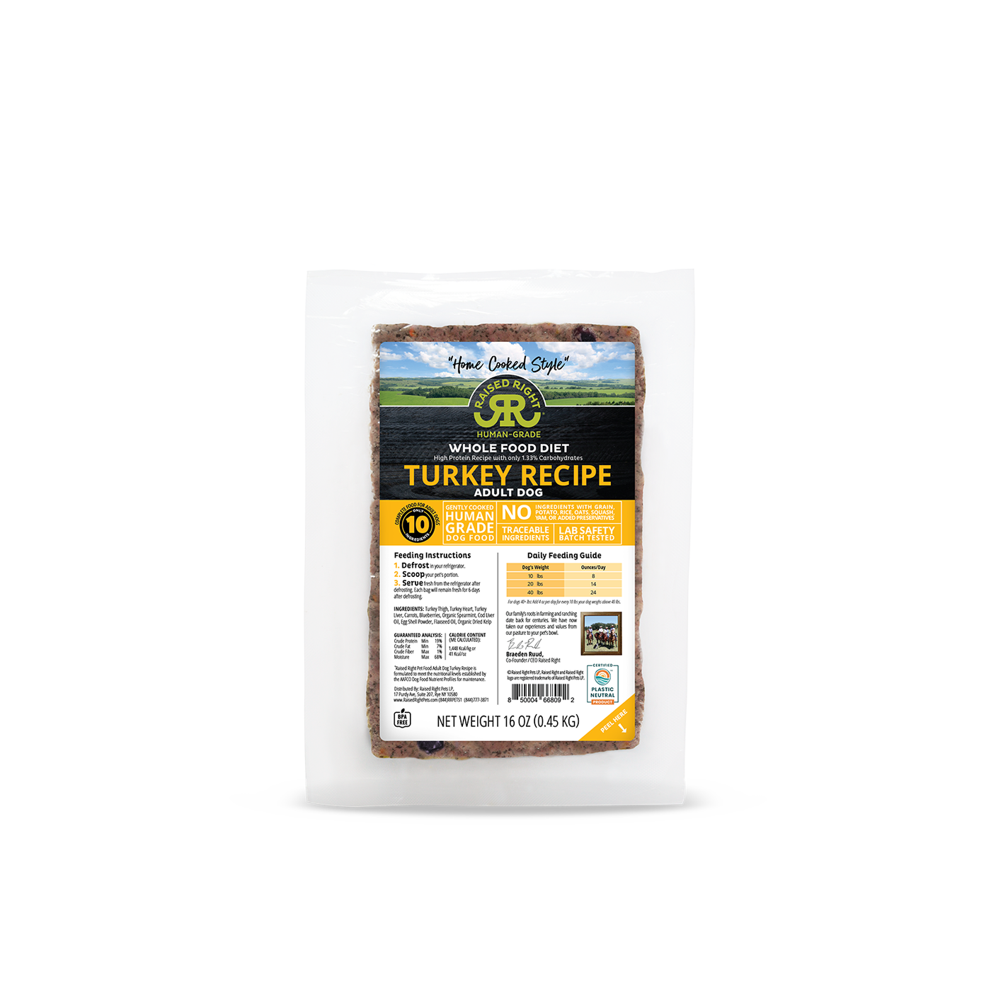 RAISED RIGHT Frozen Original Turkey - Dog Food
