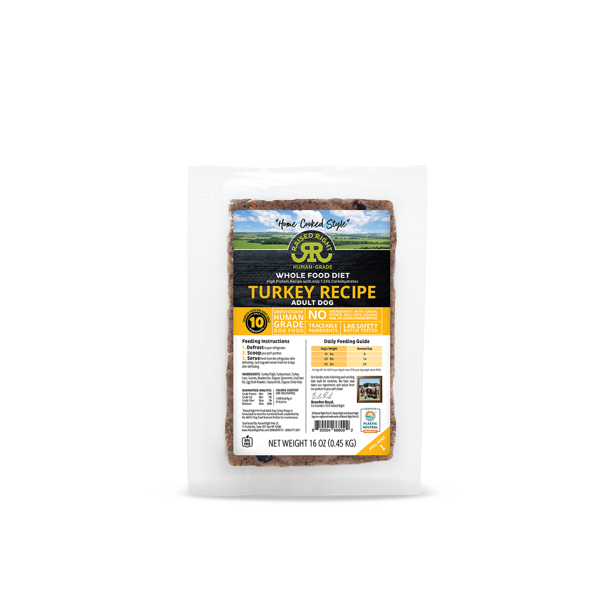 RAISED RIGHT Frozen Original Turkey - Dog Food