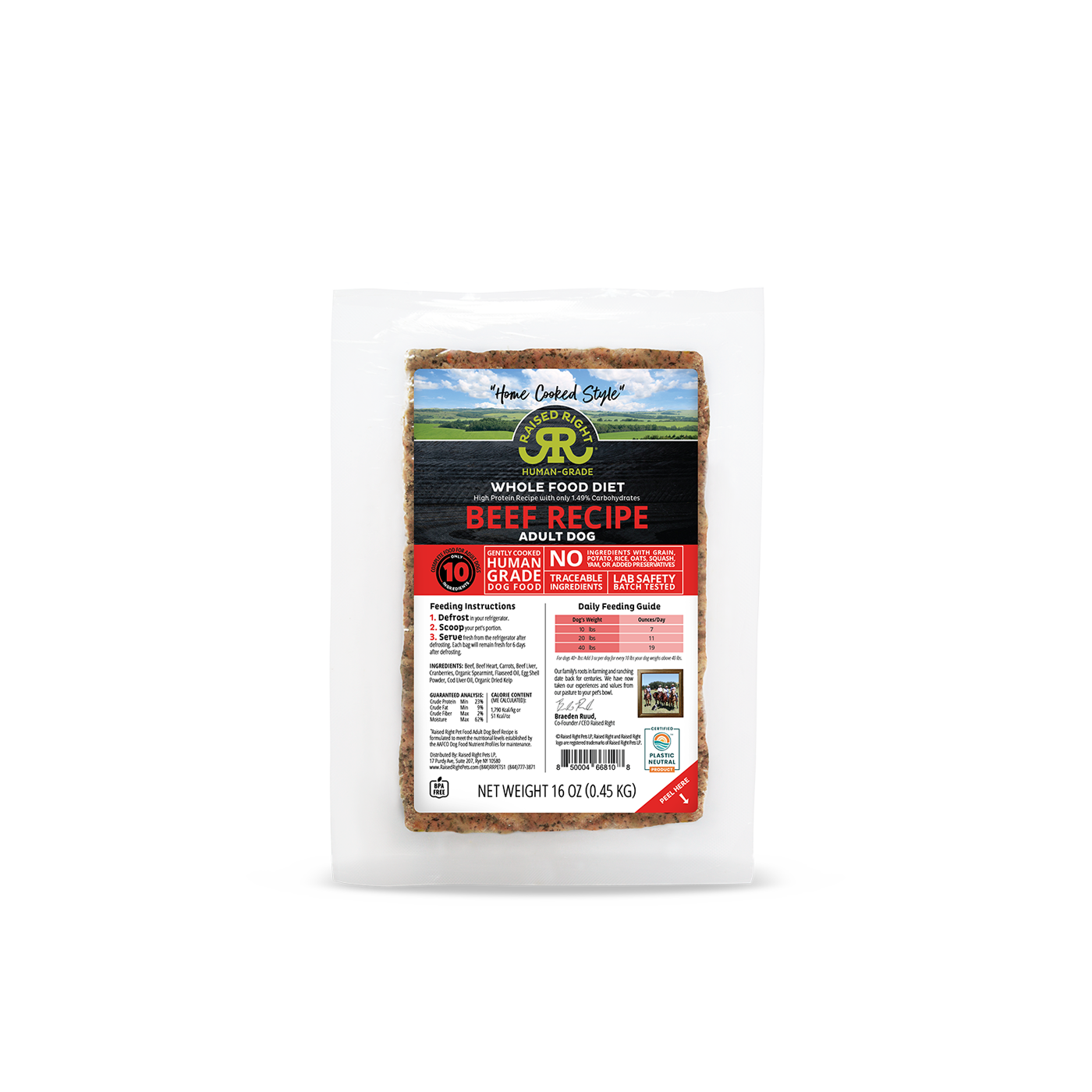 RAISED RIGHT Frozen Original Beef - Dog Food
